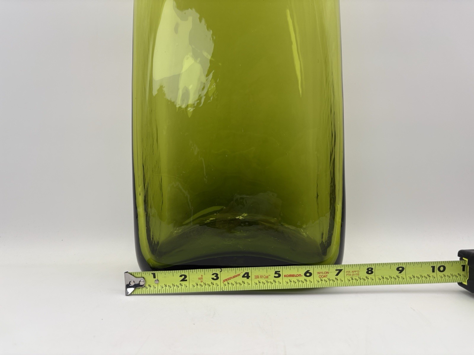 MCM Hand Blown Lime Green Avocado Green Glass Floor Vase 27”