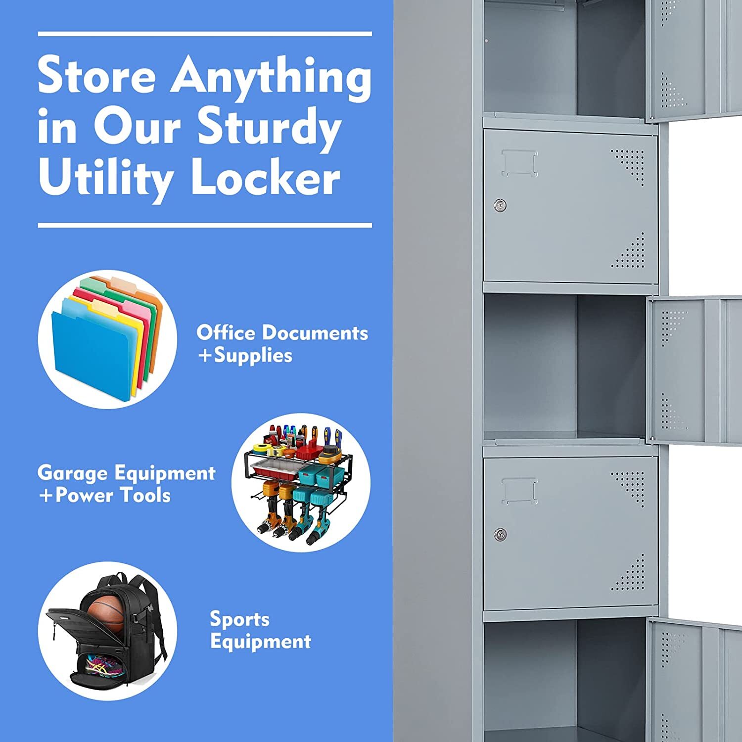 School Locker Steel Metal Storage Locker Cabinet with 6 Doors for Employees 71H