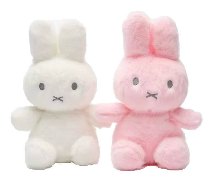 (Set of 2) Miffy Plush Rabbit White Pink Furry Sitting BBF Toy Pillow Home Toy