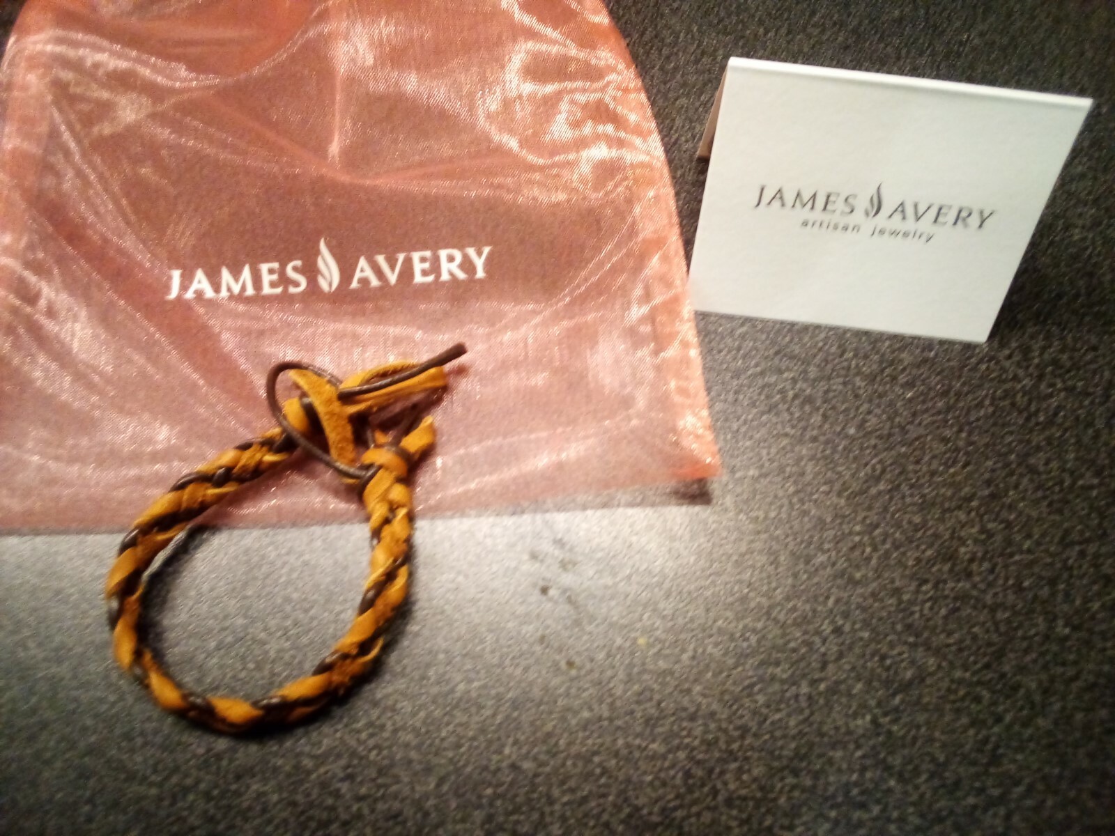 JAMES AVERY BRAIDED BRACELET LEATHER BROWN REPLACEMENT RETIRED  7 3/4 IN
