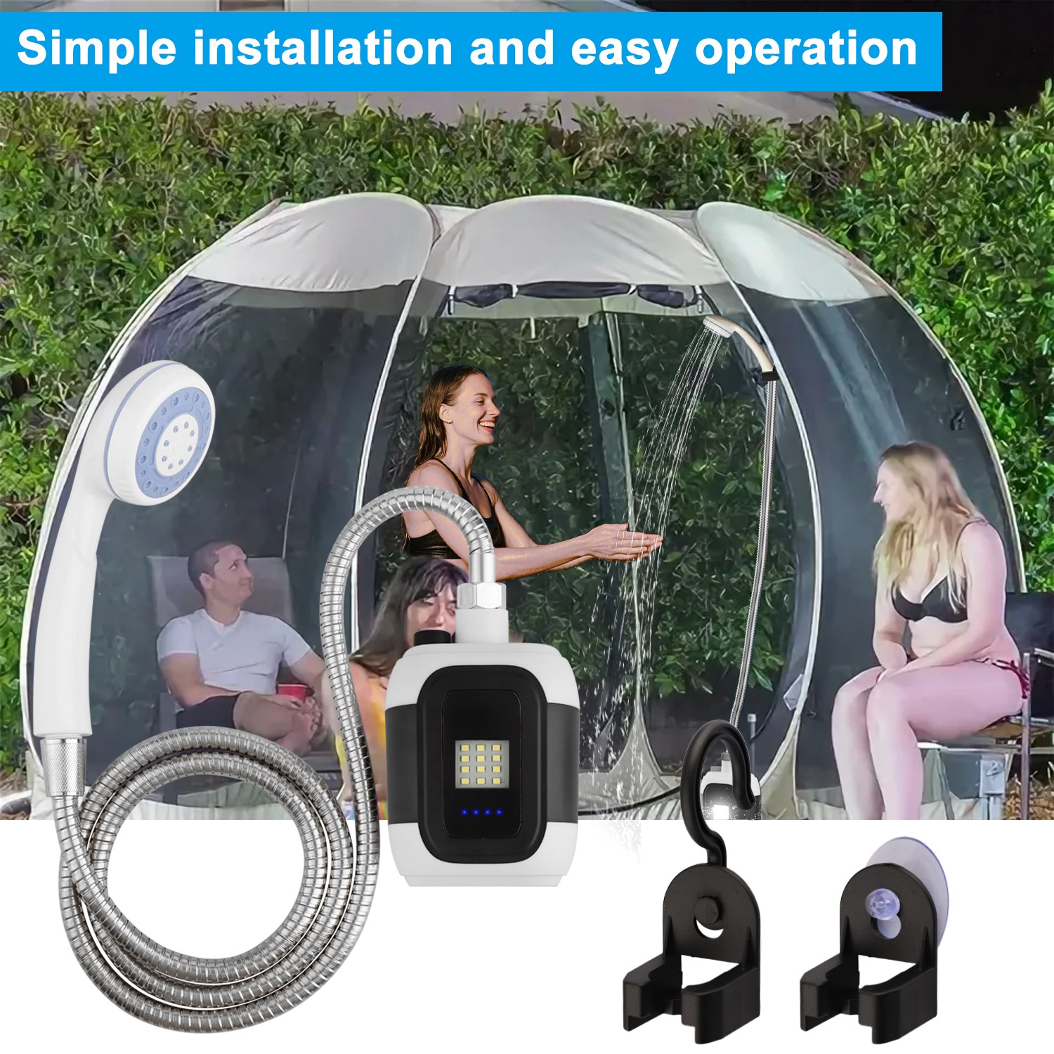 Portable Camping Shower Rechargeable Outdoor Camp Pump for Hiking Travel