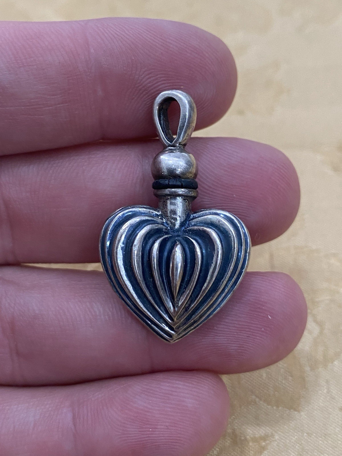 Logos Caviar Sterling Silver 925 Designer Signed Heart Perfume Decanter Pendant