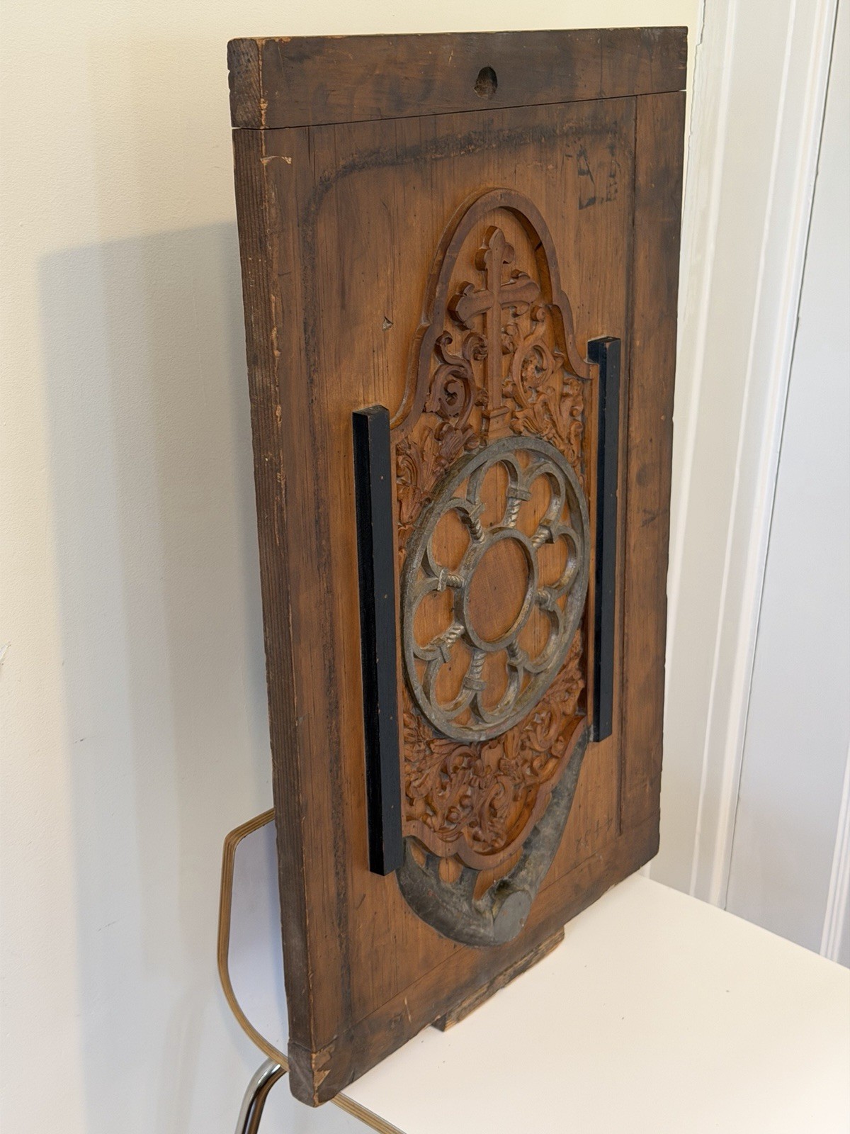 Antique Industrial Wood Foundry Mold Wall Art Architectural Salvage Christian