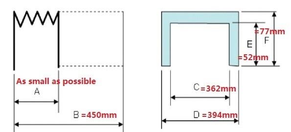 CNC machine way covers, width 394mm x height 77mm x Lmax 450mm