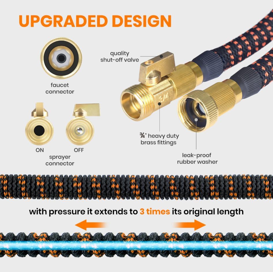 Durable Leak Proof Expandable Flexible Garden Water Hose 25/50/75/100/150ft