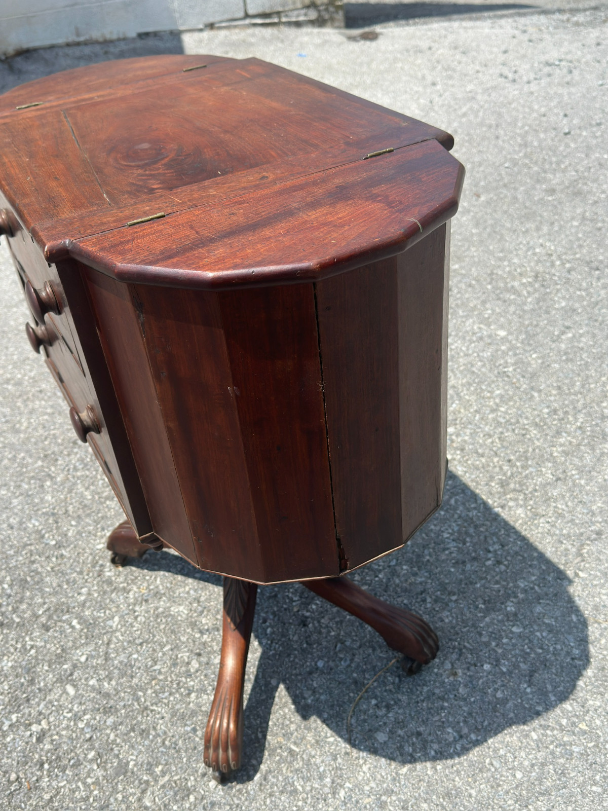 antique 1800s walnut sewing stand table Lancaster pa provenance Washington