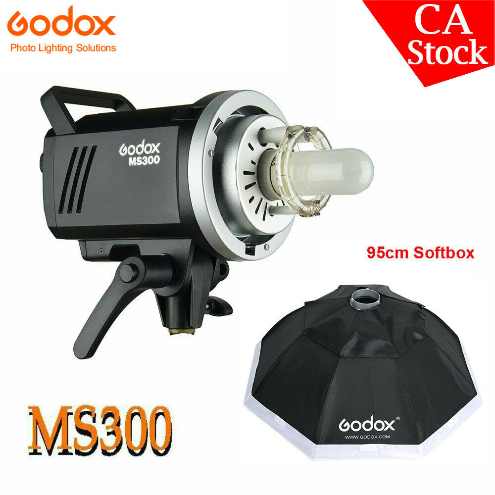 US Godox MS300 300Ws 110V Flash Monolight Studio Head Light Bowens+95cm Softbox