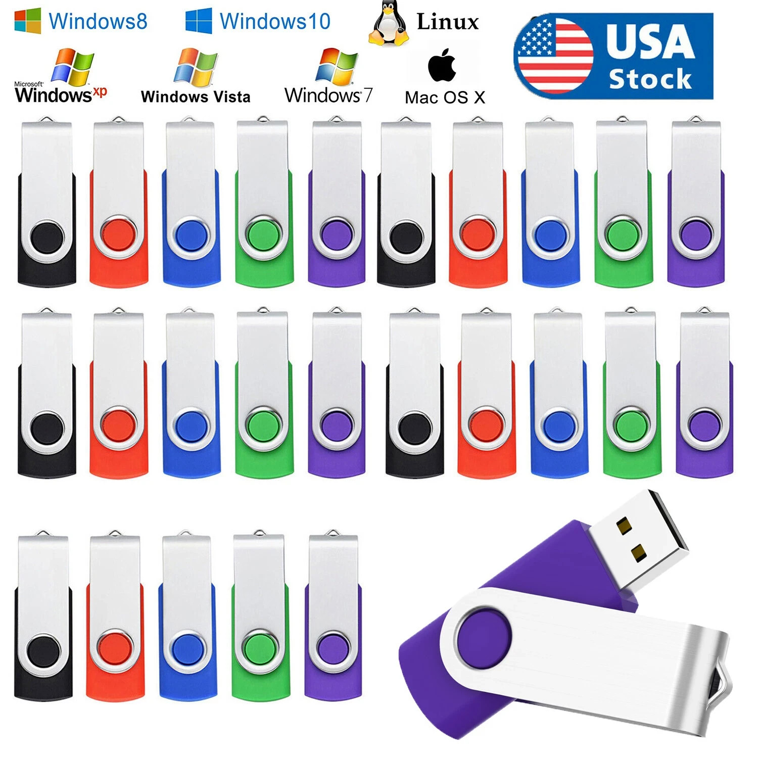 50/100 Pack 1MB-2GB Memory Stick USB Flash Drive Thumb Pen U Disk Data Storage