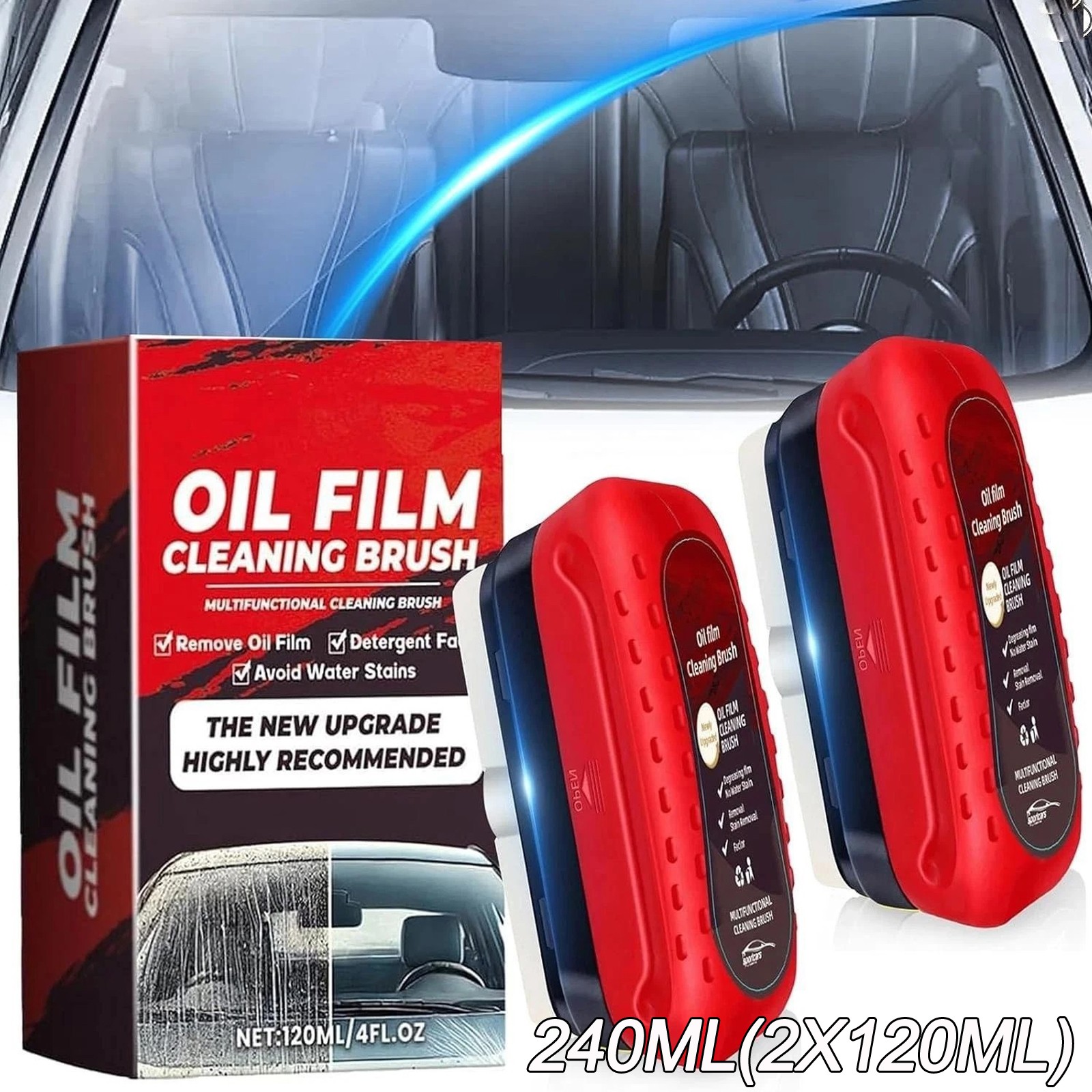 240ML Automotive Oil Film Cleaning Brush Glass Board Car Windows Cleaning Brush