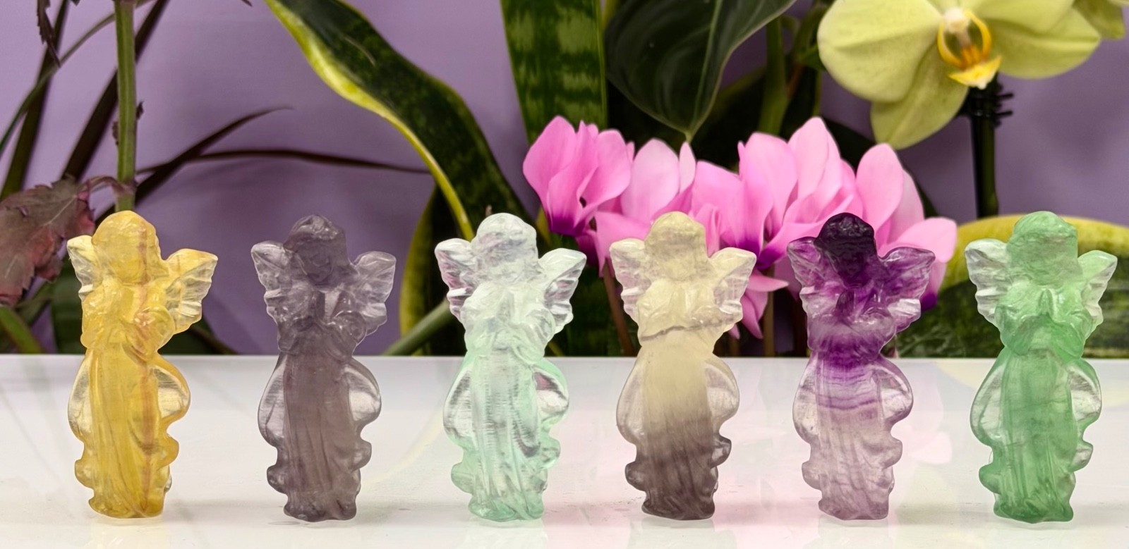 Wholesale Lot 6 Pcs Natural Fluorite Angels 7cm crystal Healing Energy