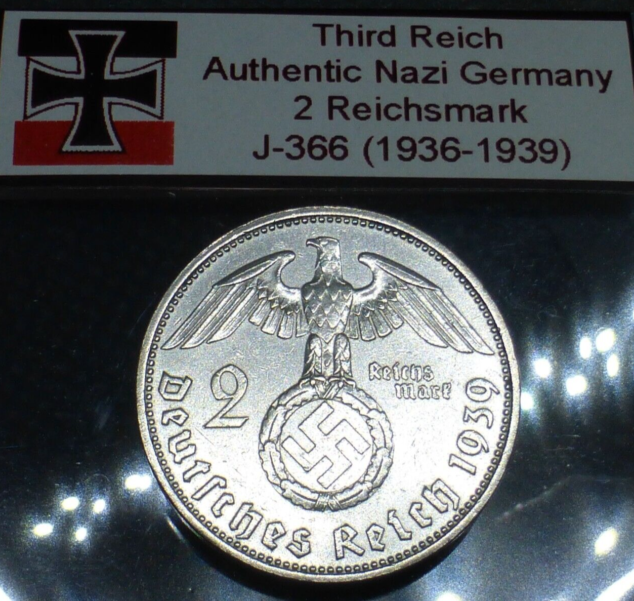 Beautiful Nazi Silver Coin Relic: 2 Reichsmark Historic WW2-Era Artifact, J.366