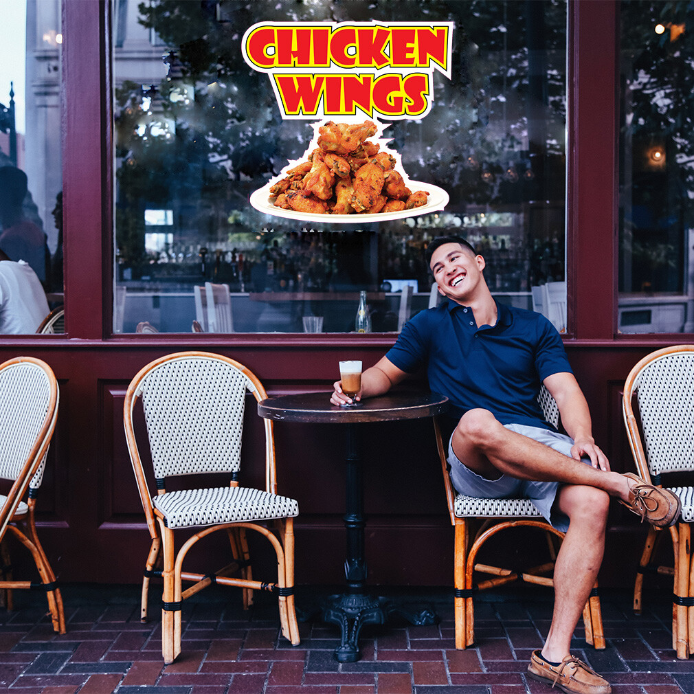 Food Truck Decals Chicken Wings Restaurant & Food Concession Sign Brown