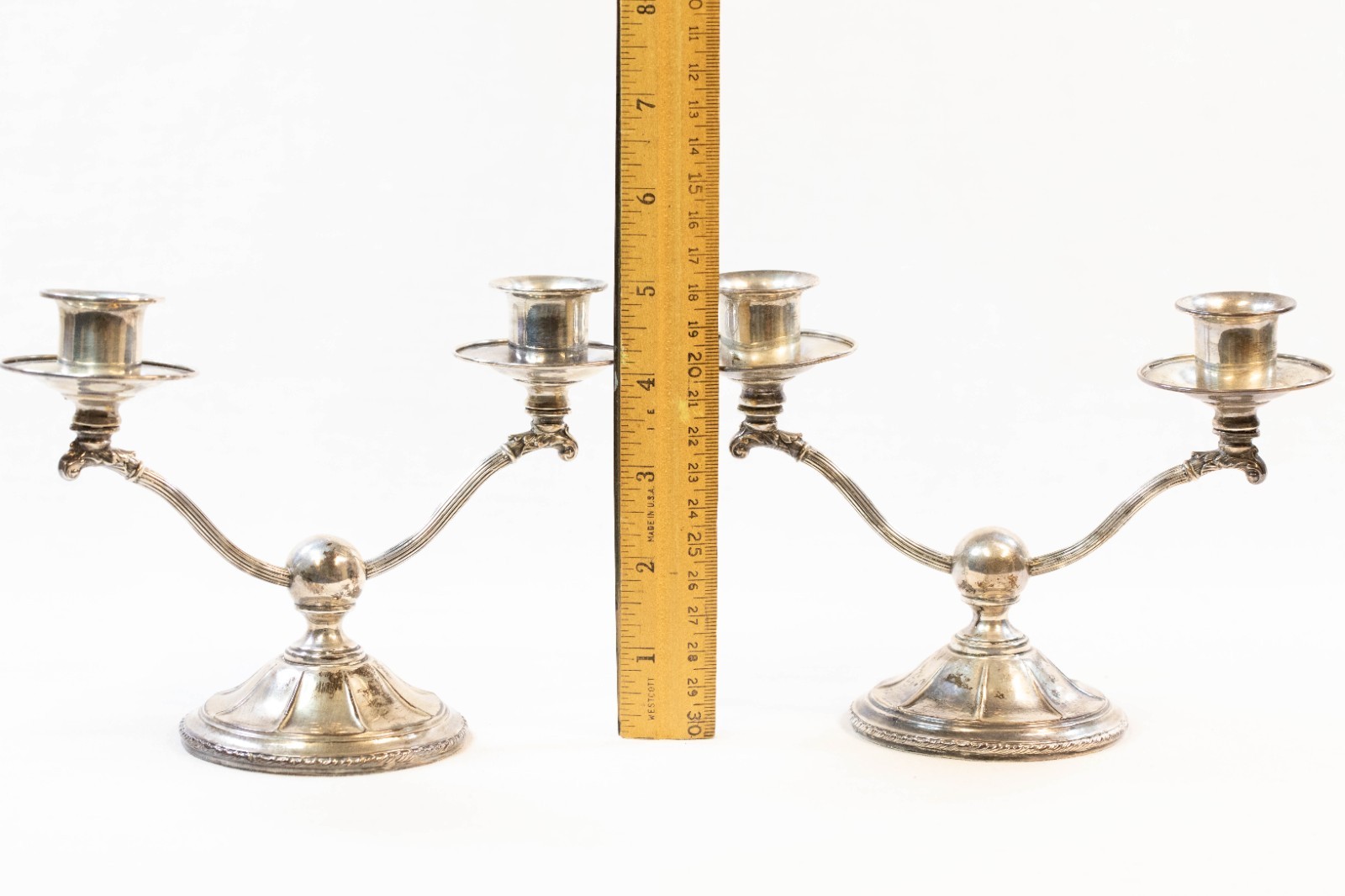 Vintage Pair of STERLING SILVER Double Arm Candelabra by Webster Company (INJ))