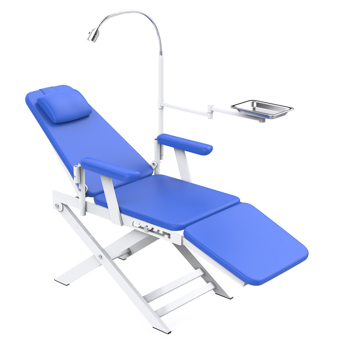Silla dental portatil movil plegable con Luz LED recargable Y la bandeja azul