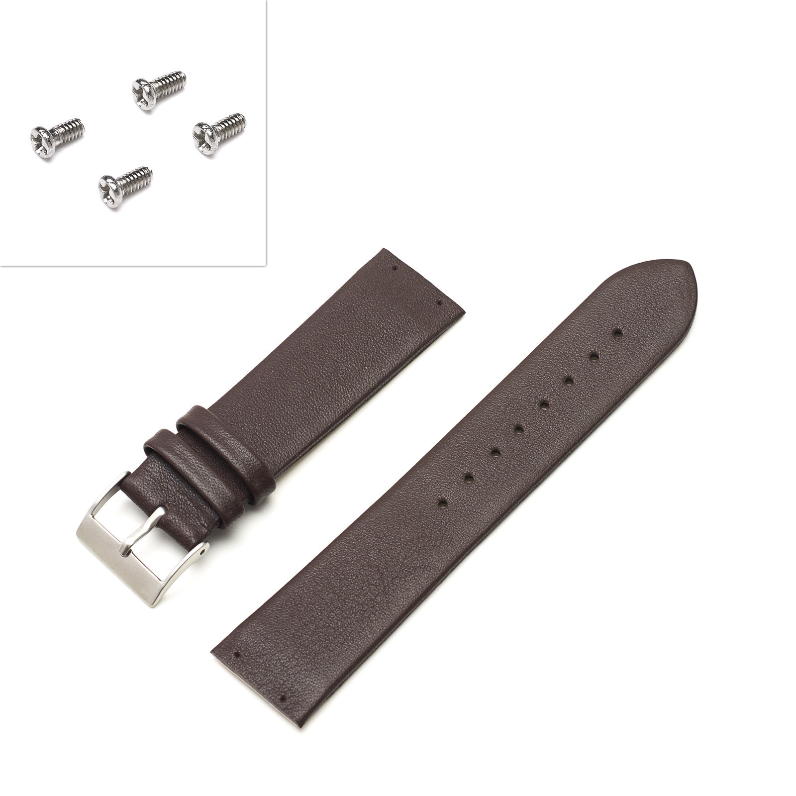 Skagen Genuine Leather Watch Strap/Band Black/Brown,4 Screws