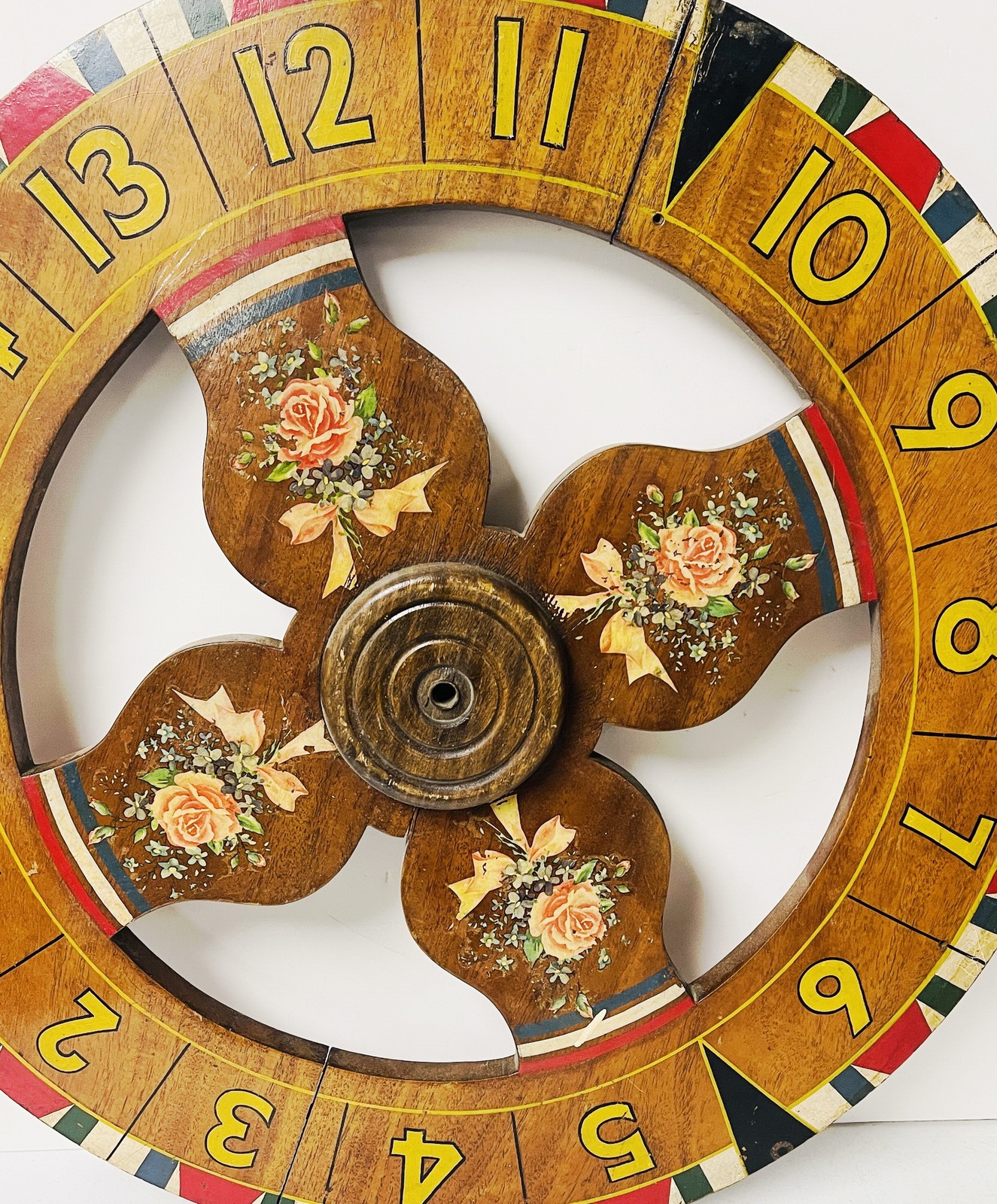 Vintage 27.5" Double Sided Wooden Carnival Spinning Gambling Game Wheel