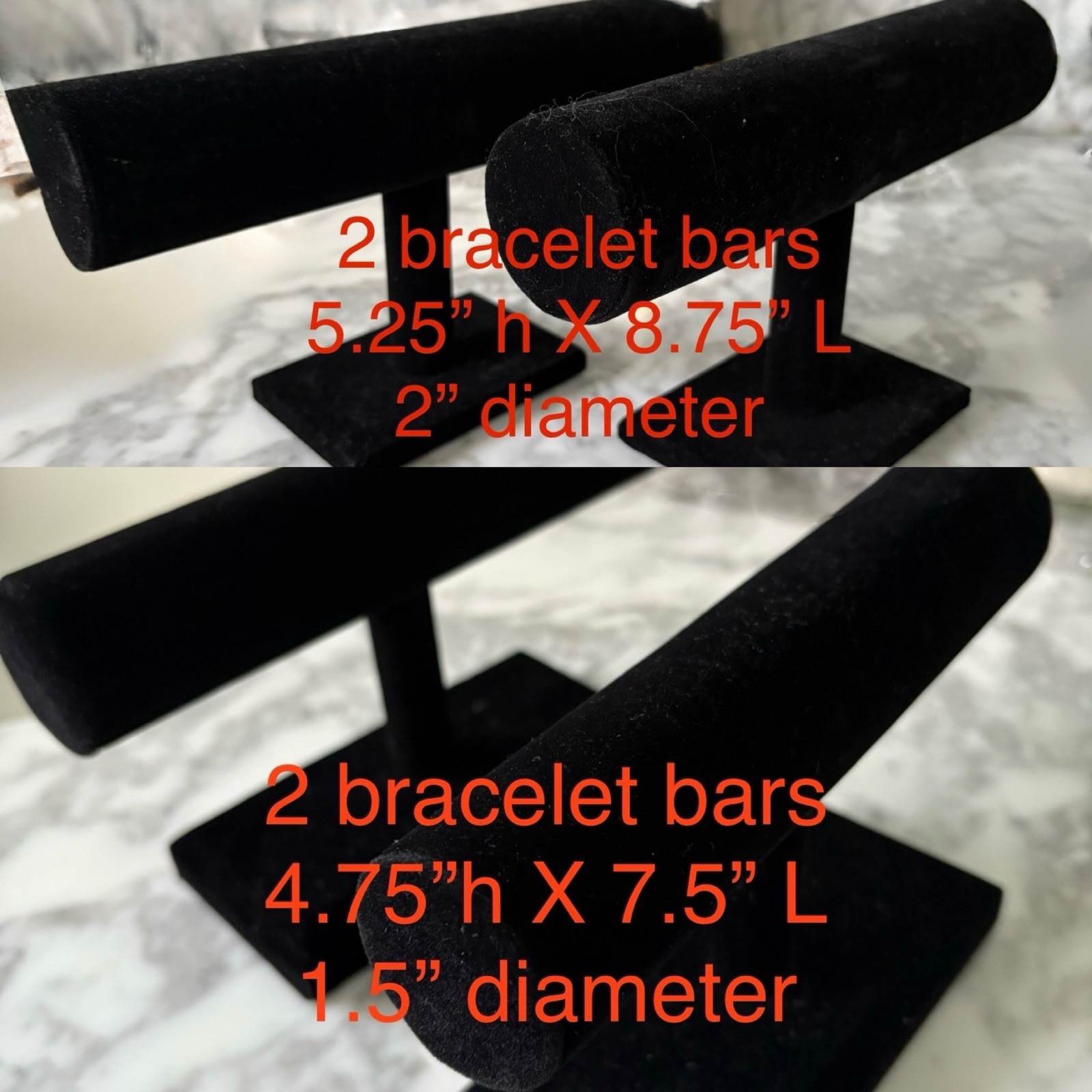 Black Velvet Bracelet Display Bars 2 Styles 4 Pcs Total Excellent