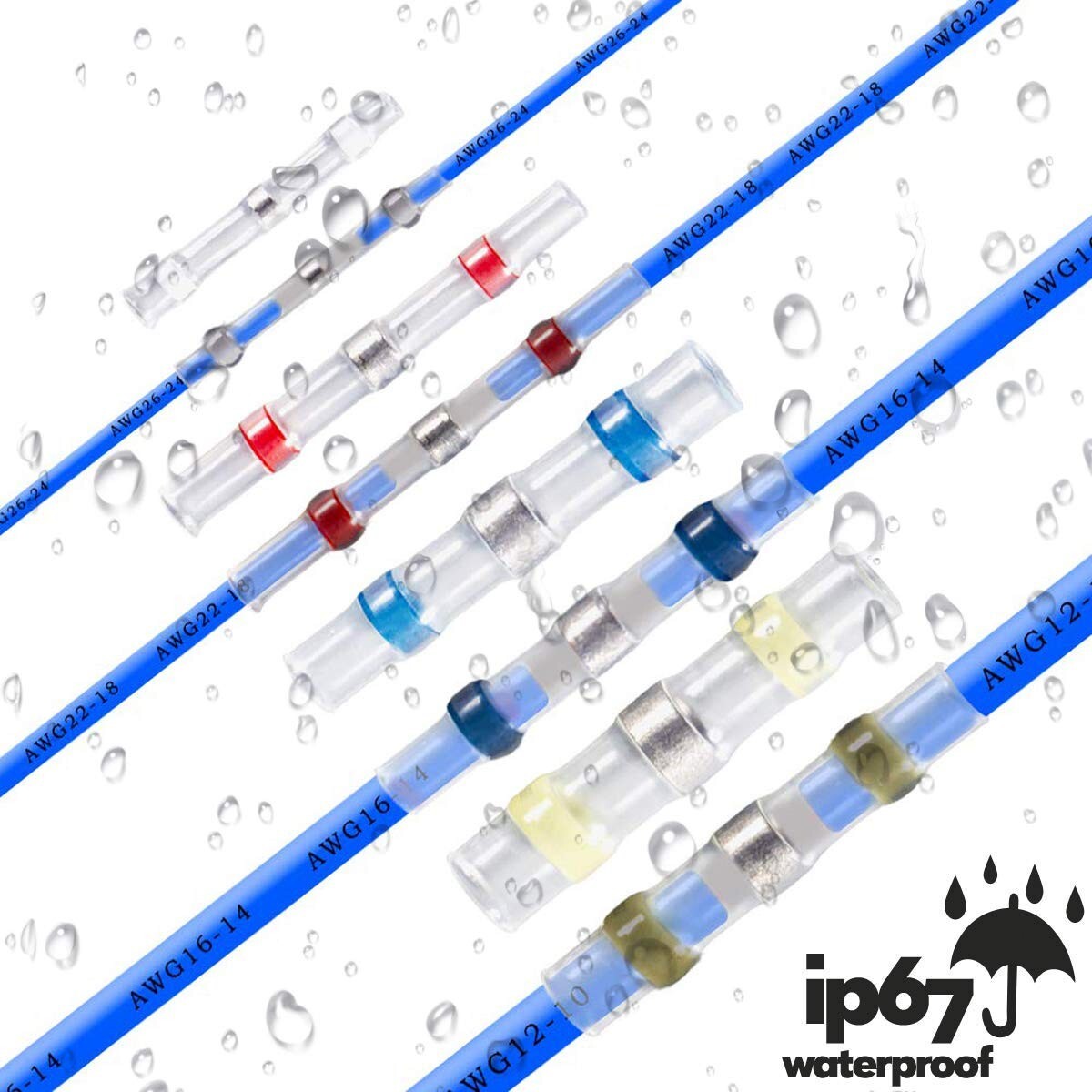 400Pcs Waterproof Solder Stick Seal Sleeve Heat Shrink Butt Wire Connectors Kit