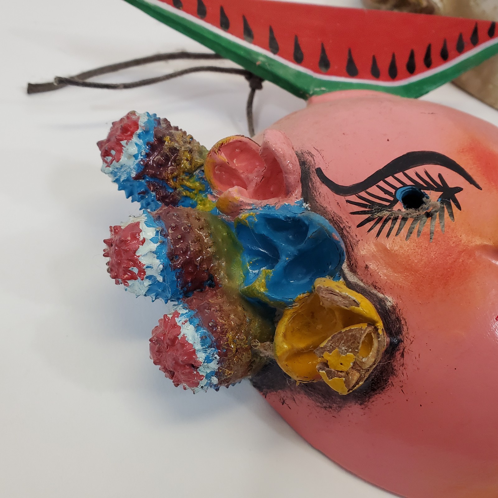 Vintage Lot of 3 Mexican Coconut Shell Folk Art Masks Guerrero Wall Decor