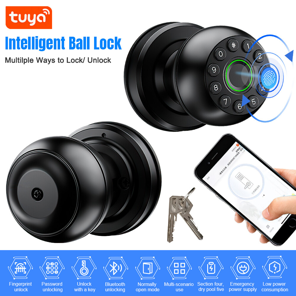 Smart Door Knob Fingerprint Door Lock APP Control Biometric Key Keyless Entry US