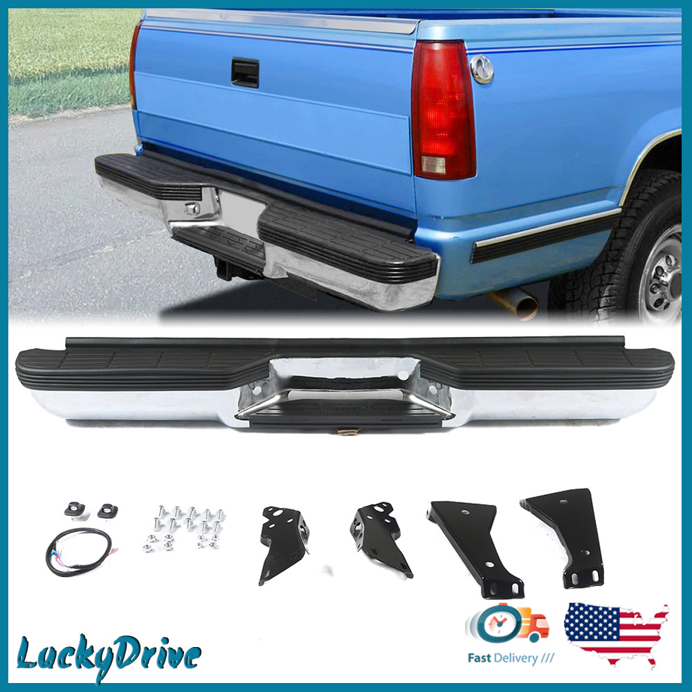 Rear Bumper For 1988-2000 Chevy Silverado GMC Sierra C/K 1500 2500 Chrome Steel