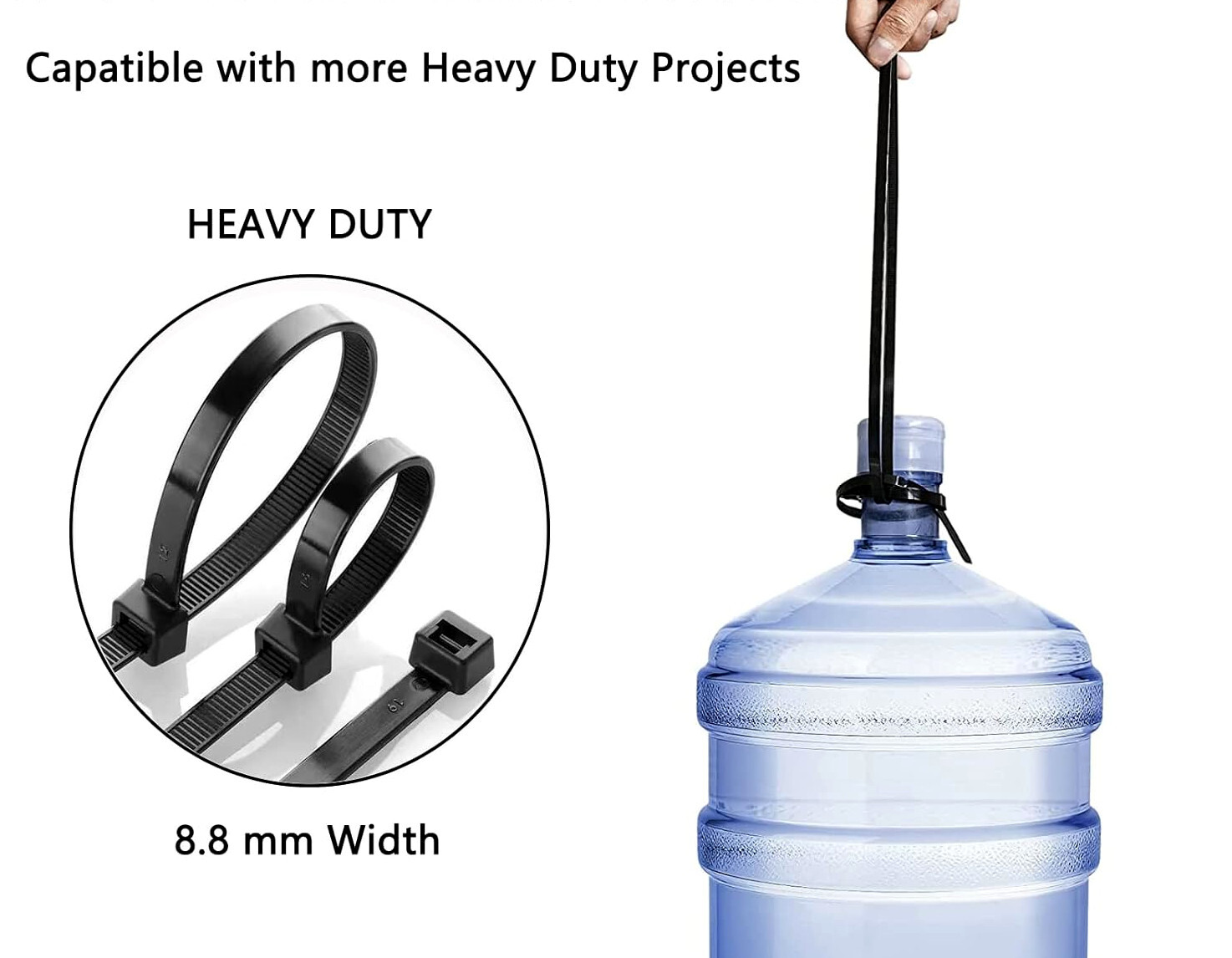 (24" INCH) 10 - 20 PACK BLACK CABLE ZIP TIES Heavy Duty UV Resistant Nylon 66 UL