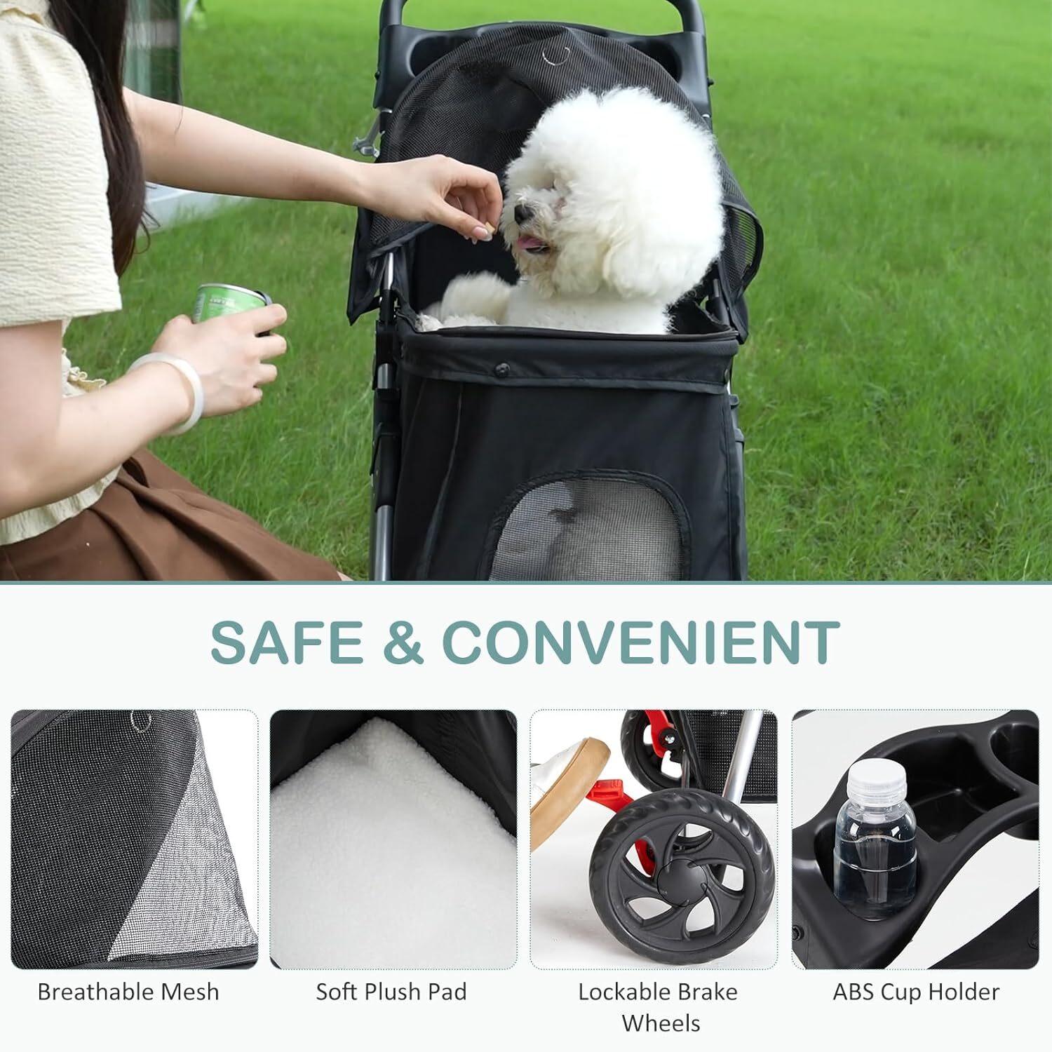Dogs and Cats Pet Stroller for Small to Medium Pets Foldable Lightweight Durable