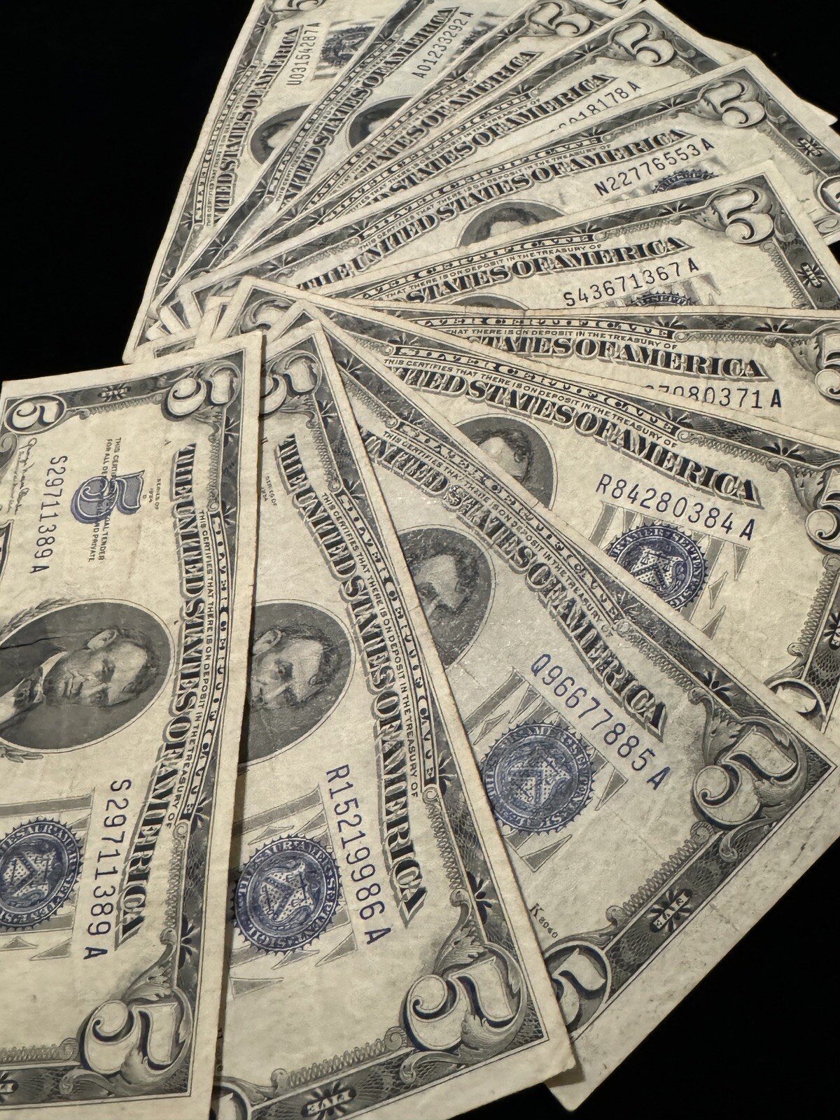 ✯ Problem Free RARE 1934 Blue Seal $5 Silver Certificate FIVE Dollar Bill Lot ✯