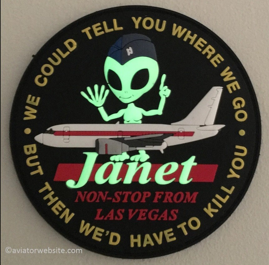 JANET AIRLINES "Non-Stop from Las Vegas" Area 51 - PVC Patch w/ Hook&Loop