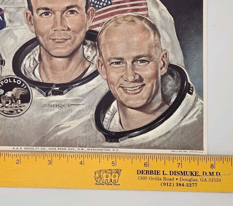 1969 NASA Apollo 11 Crew 7.75 x 9.75" Litho Pioneers To The Moon
