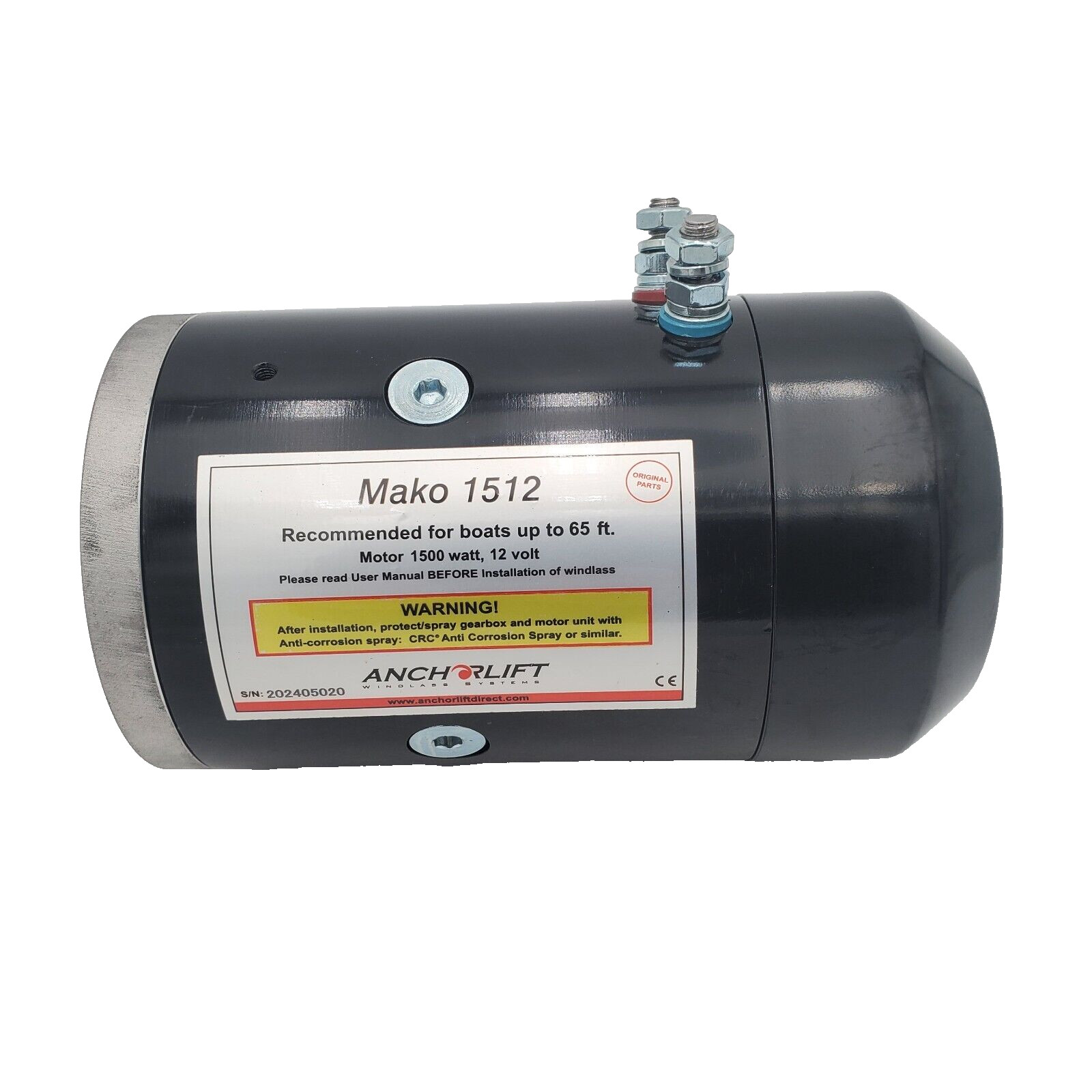 Electric Motor For Windlass 12V 1500W Anchorlift Mako 1512 For Boats Up To 65 ft
