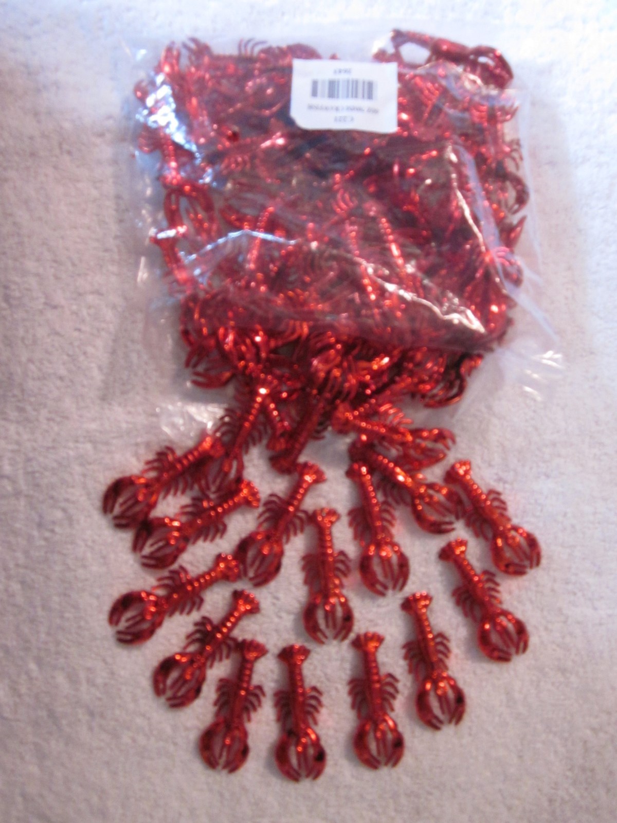 3 DOZEN (36 pieces) "RED CRAWFISH TRINKETS" 70mm - BULK CRAFTS MUDBUGS CRAYFISH