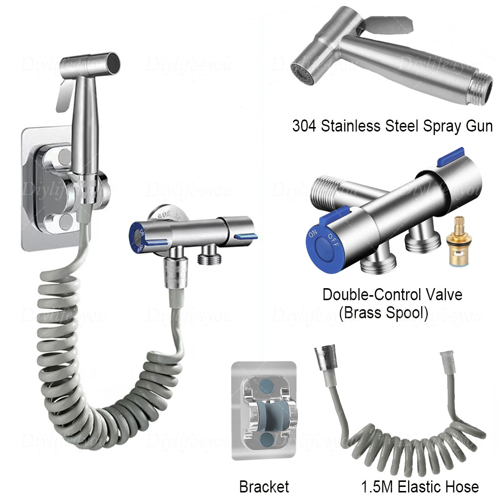 Toilet Shattaf Adapter Hose Bidet Spray Stainless Steel Handheld Shower Head US