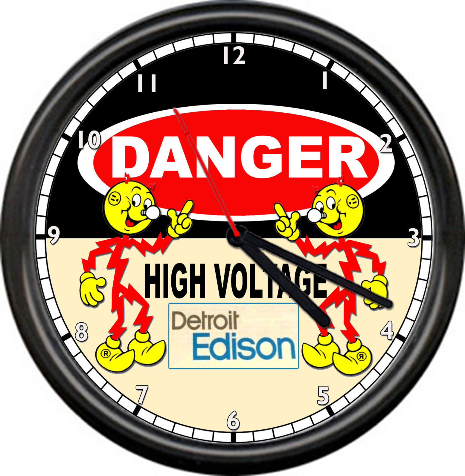 Reddy Kilowatt Detroit Edison Electrician Danger High Voltage Sign Wall Clock