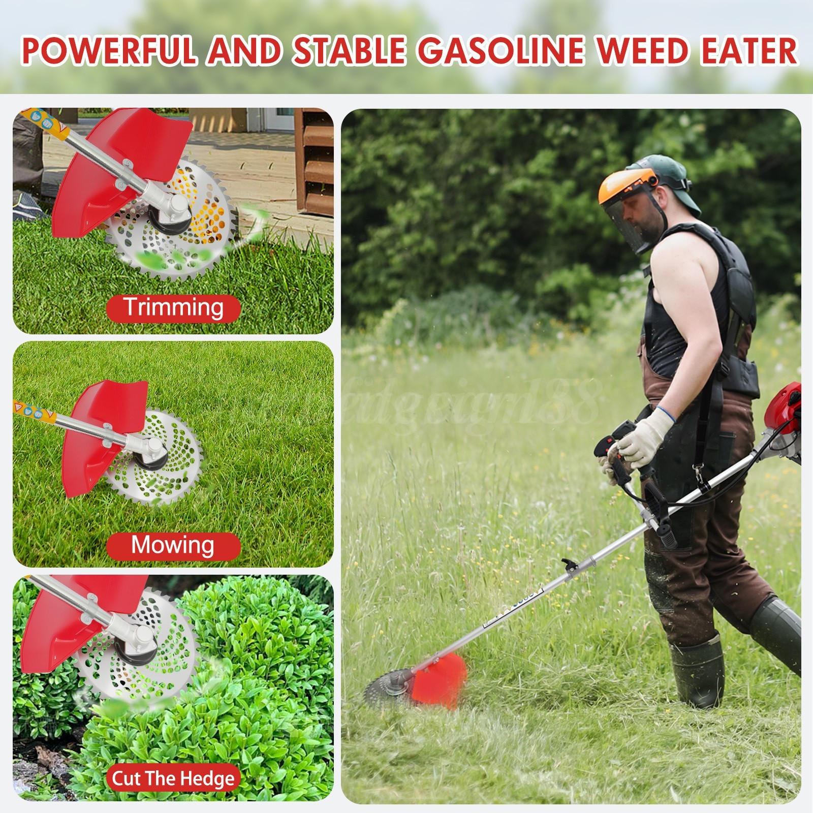 58CC 4 in 1 2-Stroke Grass String Trimmer Brush Cutter Gas Trimmer Weed Eater US