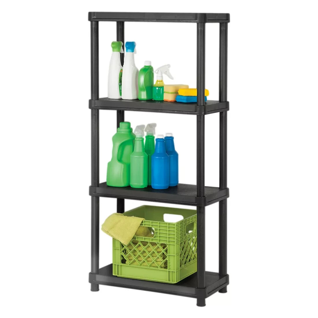 4 Tier Resin Garage Shelving Unit Sturdy Storage Shelf Rack 250lbs Capacity NEW