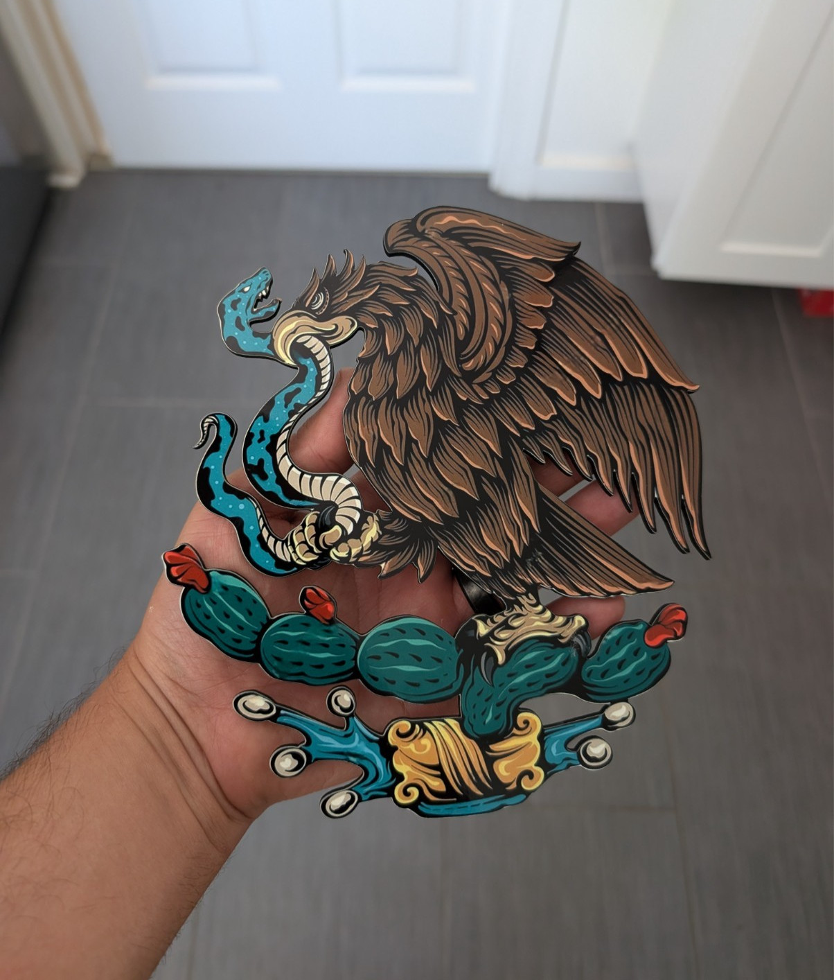 Large Mexican Flag Emblem Fridge Magnet - Die Cut - Gift - Viva La Mexico