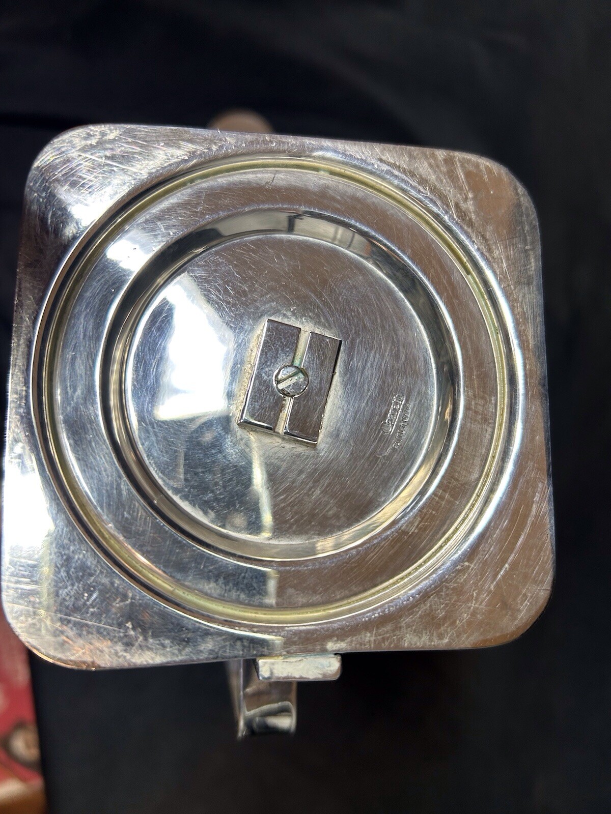 Cassetti Modernist Silver Carafe Thermos Hand Made Glass Lined Mid 20th C