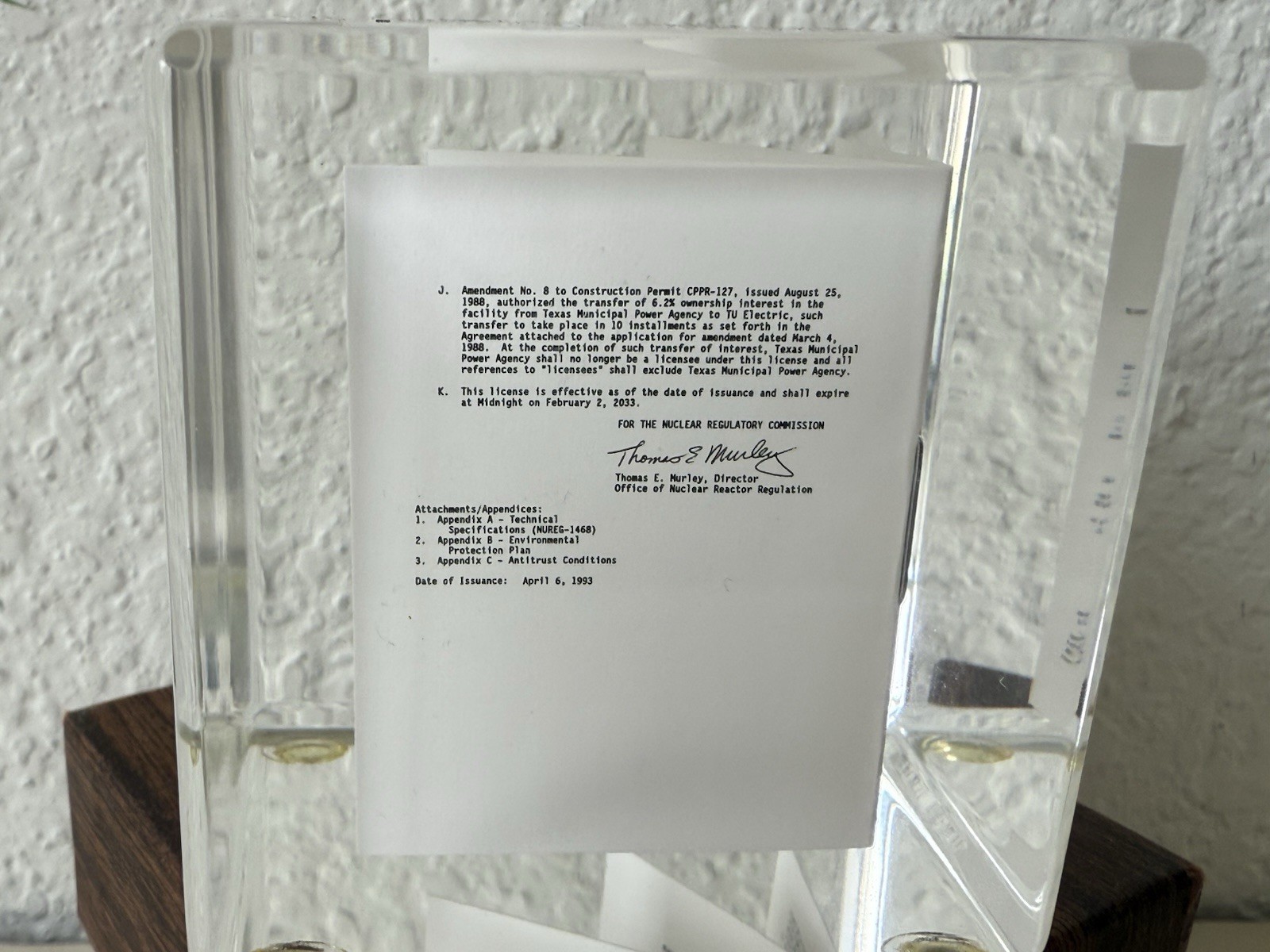 U.S. Nuclear Regulatory Commission Power Plant Texas Paperweight 2.25” Vintage