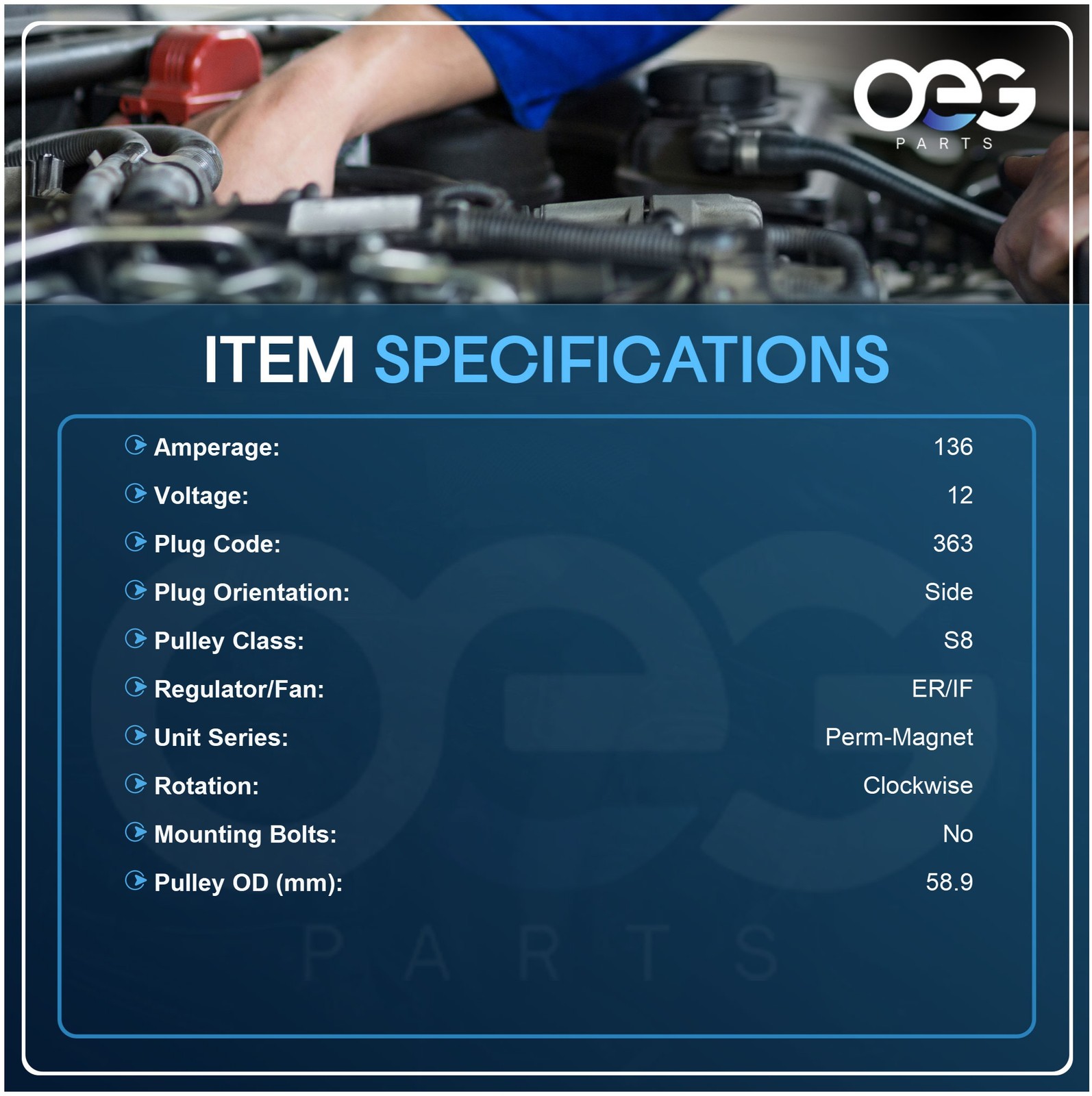 New Alternator For Dodge Ram 2500 L6 5.9L 03-05 139530 213-9530 13987 90-15-6434