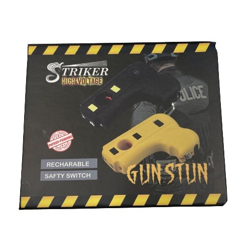 DEFENDER 10 MV Rechargeable Pistol Grip STUN GUN w/ LED Light & Holster YELLOW