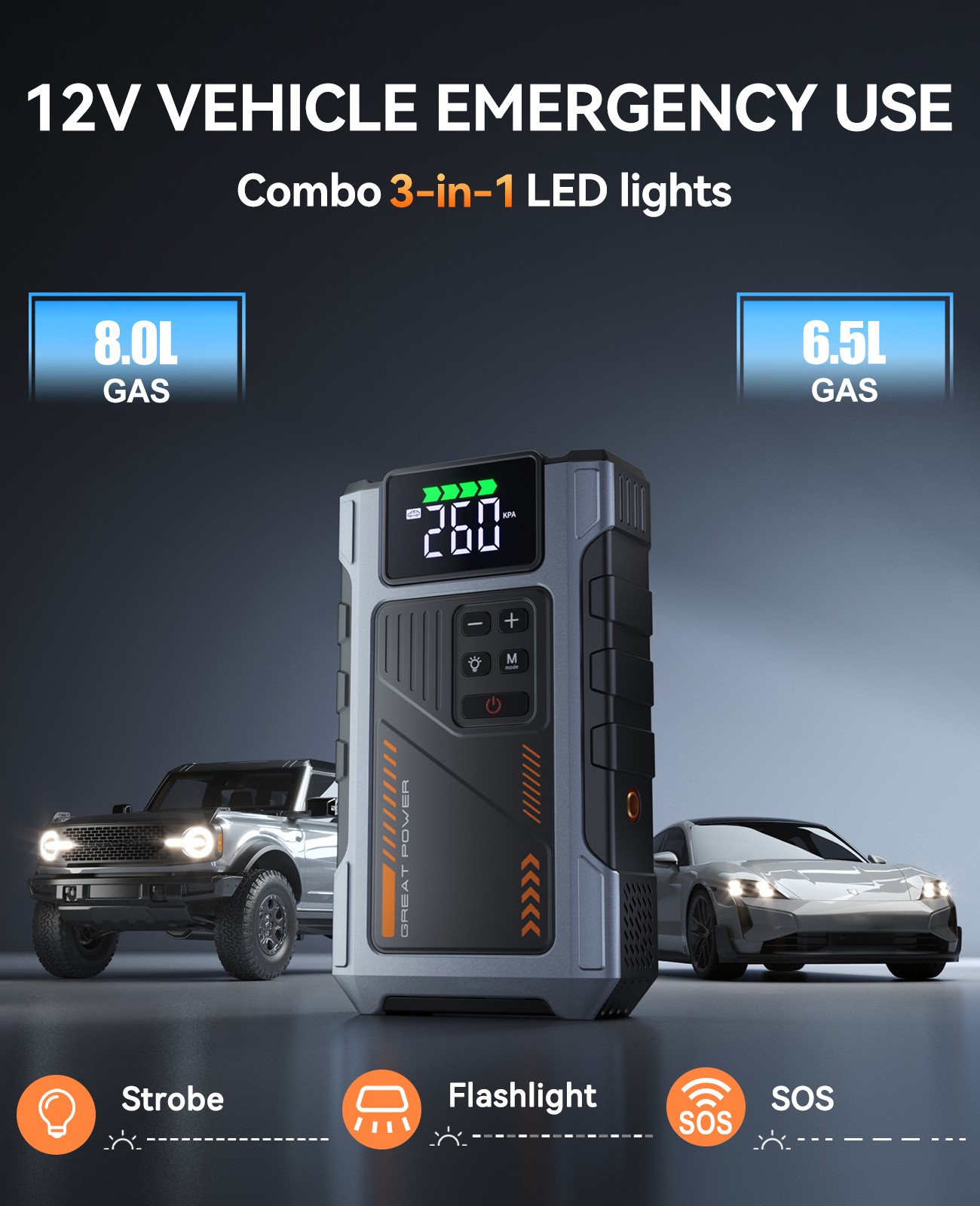 Geeneu Car Jump Starter with Air compressor 6000A ortable 12V Car BatteryBooster