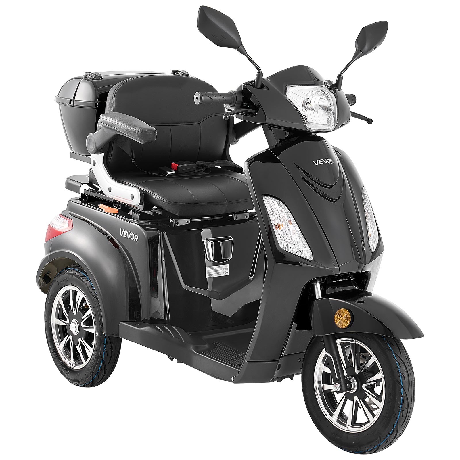 VEVOR Heavy Duty 3-Wheel Mobility Scooters 21.5 Miles 3-Speed 500lbs Capacity