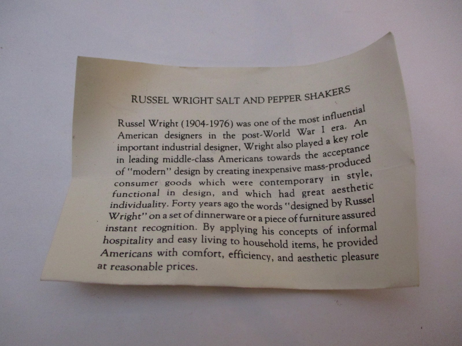 Vintage Russel Wright Sterling Salt Pepper Shakers Metropolitan Museum Art MMA