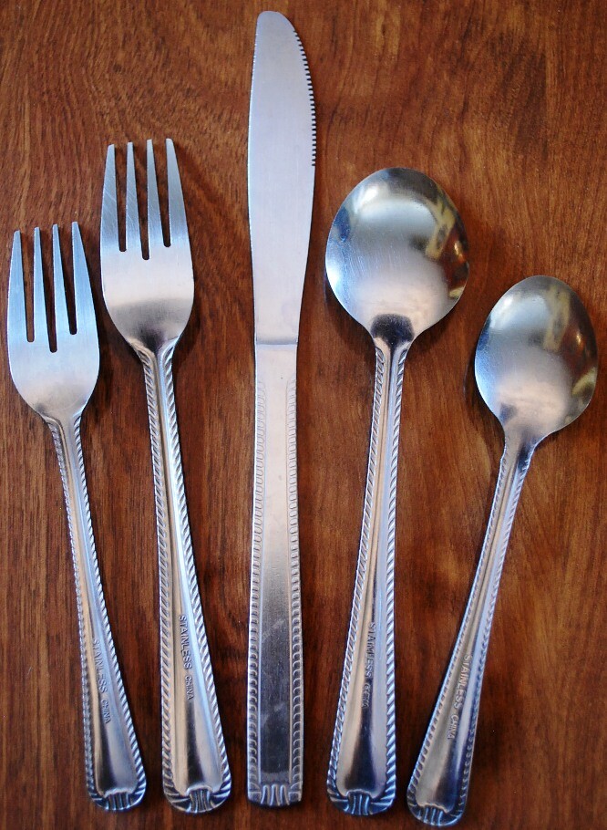 Set 39 Pices SATIN ROPE DESIGN Stainless Steel Flatware FORKS SPOONS KNIVES