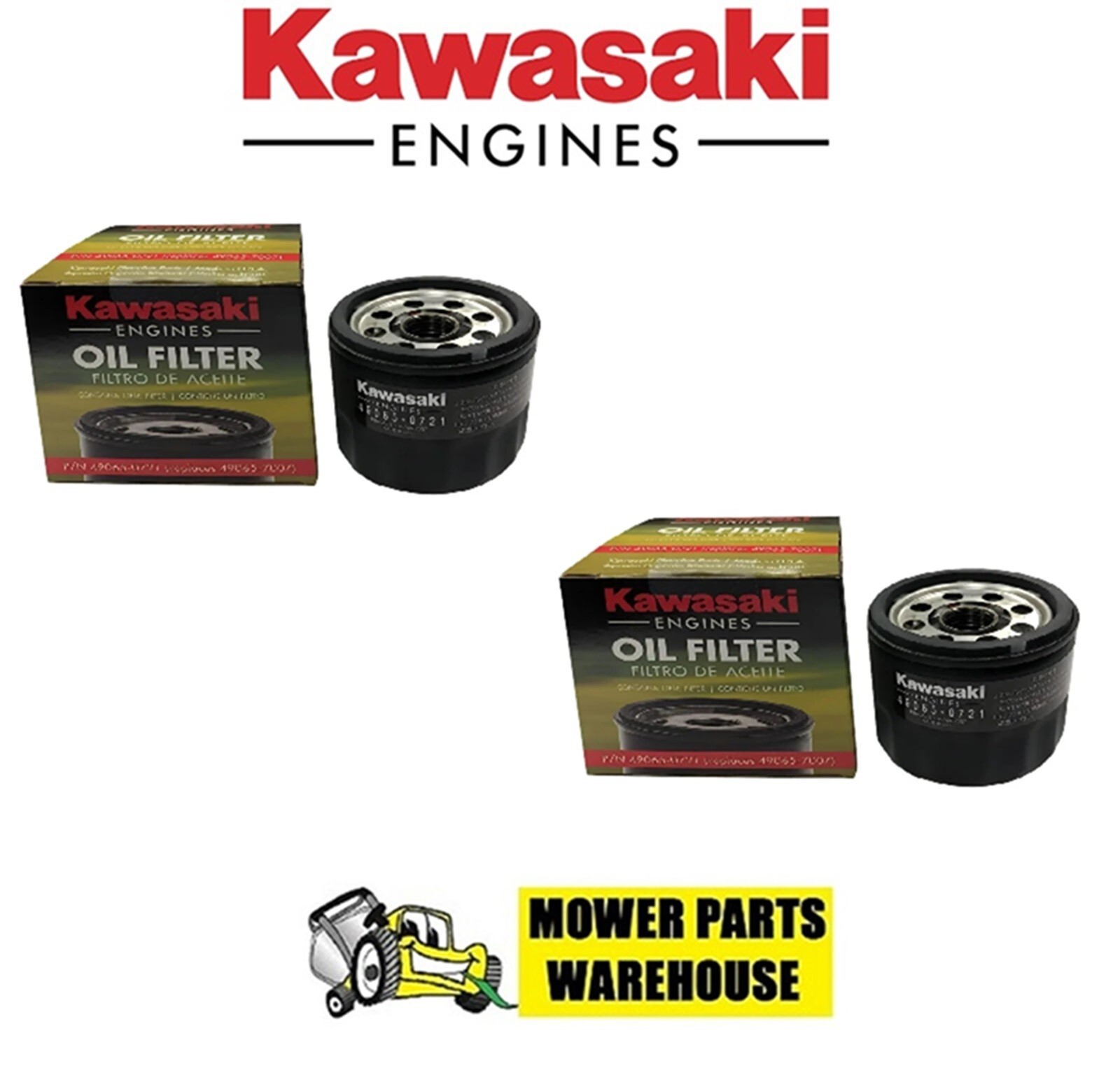 2 Genuine Kawasaki 49065-0736 Engine Oil Filters OEM 49065-0721 FR FS FX Series