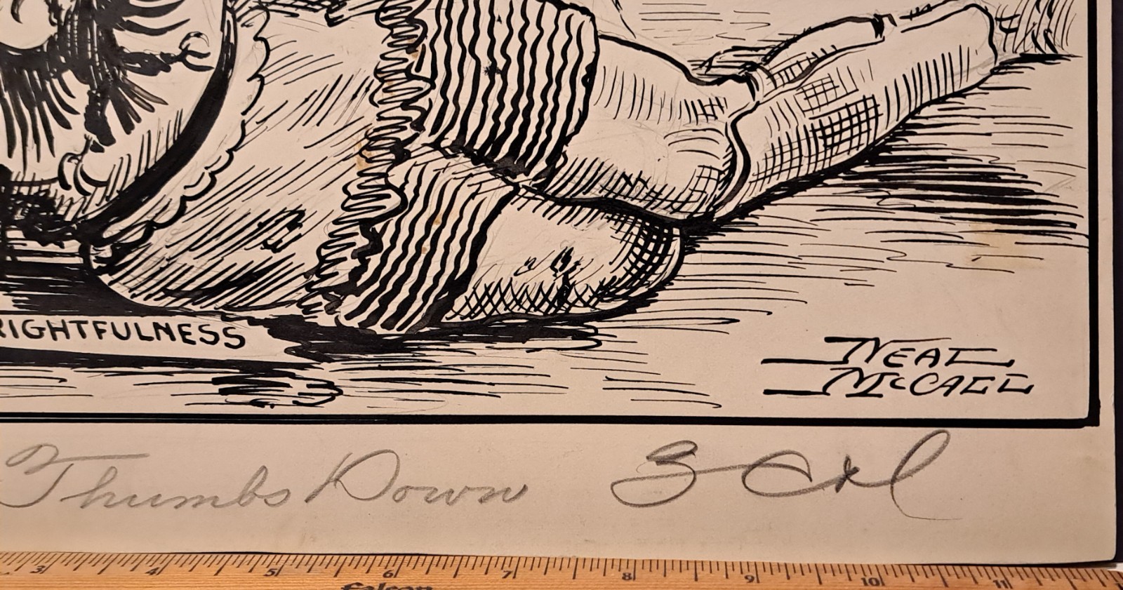 1918 WW I ORIGINAL HAND-DRAWN CARTOON NEAL MCCALL EVENING TELEGRAM PORTLAND OR