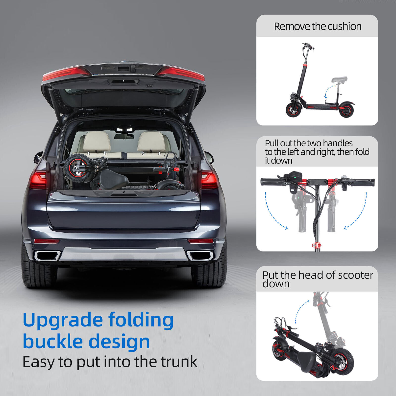 48v 1200W Electric Scooter For Adult 11"Off Road Fat Tires Fast Speed USA MAX x6