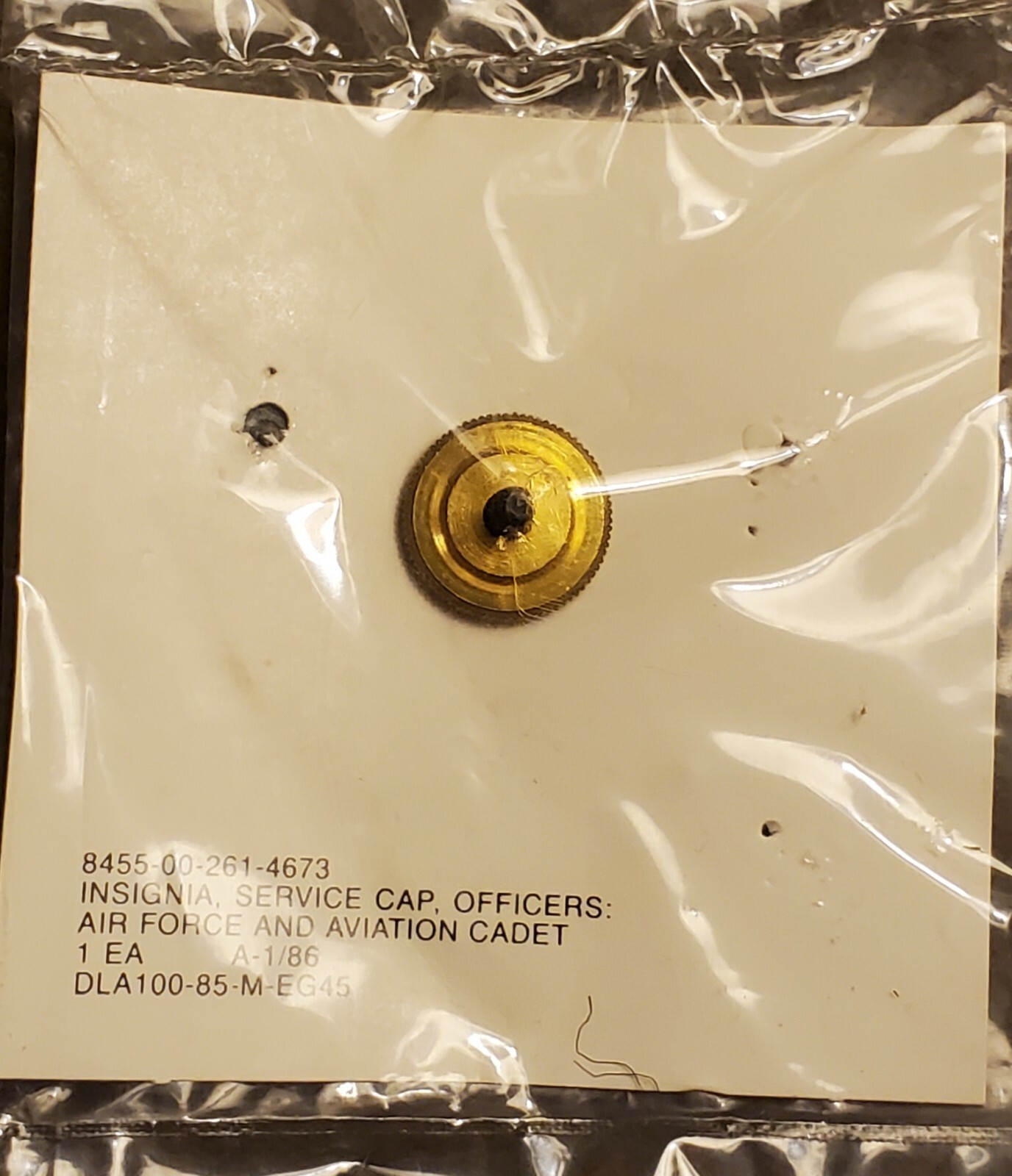 MILITARY INSIGNIA SERVICE CAP OFFICERS US AIR FORCE AND AVIATION CADET 1986 NIP