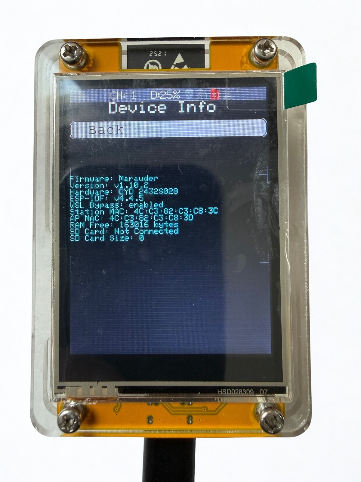 ESP32 CYD Marauder WiFi Bluetooth Sniffer Touch Screen w/ Case (NEW UPDATE)